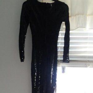 Black sparkly long sequin formal dress.